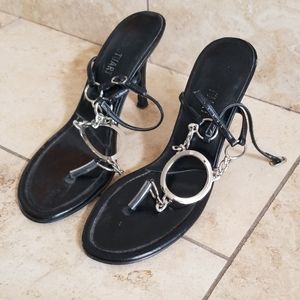 Black sandals w silver chains